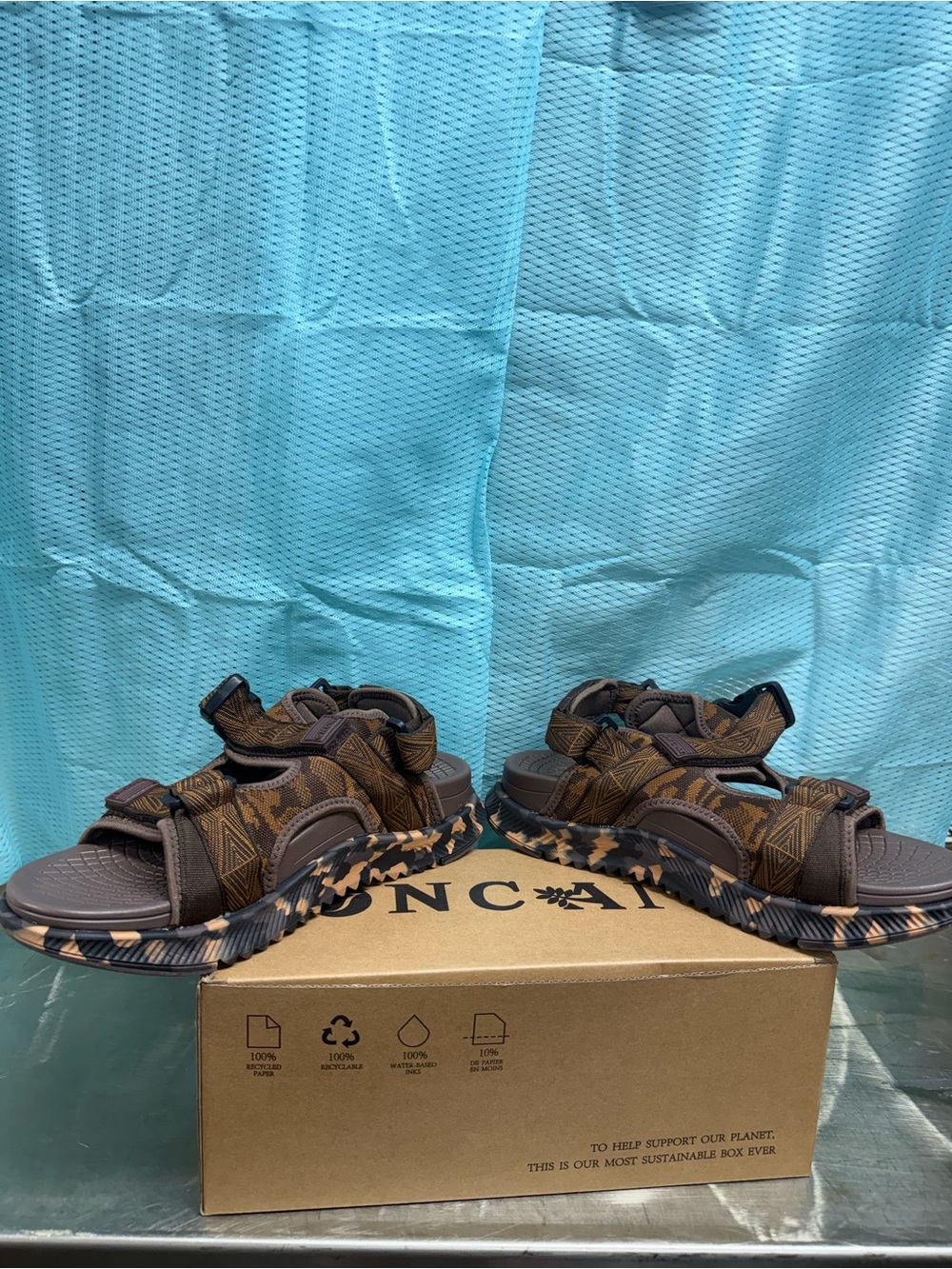 Brown Patterned Men's Outdoor Sport Sandals